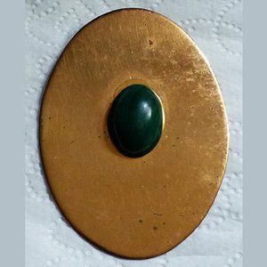 1960 Large Lusaka Uganda Africa Copper Pendant Set With Malachite Center